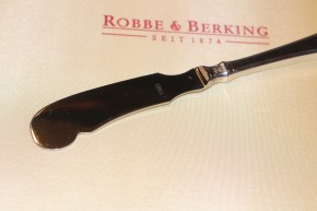 R&B Robbe & Berking Butter Messer Alt Spaten 150 versilbert ca. 190mm ca. 55g